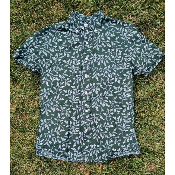 Goodthreads Other - Green Botanical Print Button Up Shirt Cotton Short Sleeve M Resort Beach Vacay